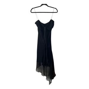 Dina Bar-el Vintage Black Silk Slinky Spaghetti Strap Dress Size Large 90s Y2K
